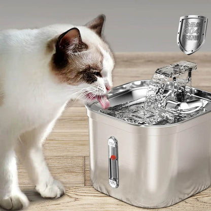 Automatic Water Fountain for Dogs &amp; Cats - Stainless Steel 